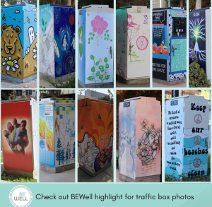 Traffic Boxes with artwork around ucla campus