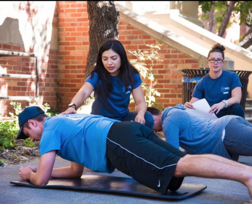 students doing planks