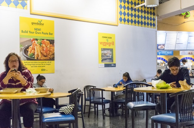 People eating at the cafeteria