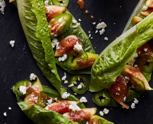 A closeup photo of a salad.