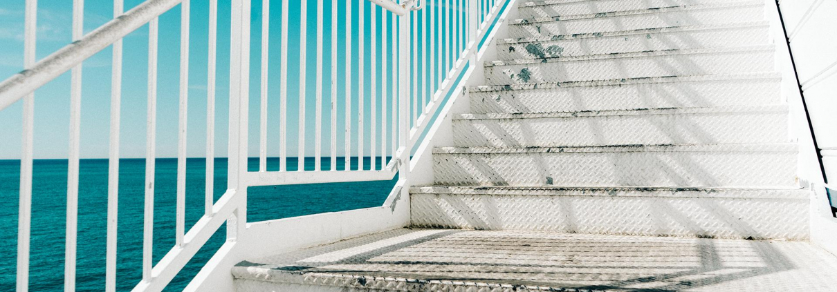 Stairs leading up from the ocean.