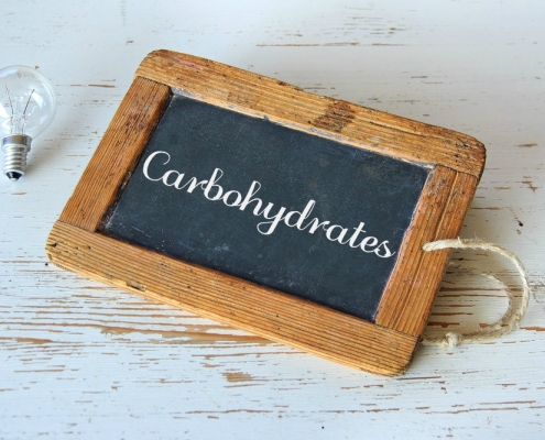 Carbohydrates on a board.