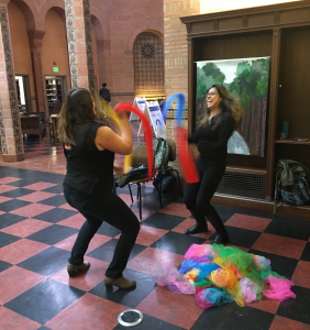 Students play with one another.