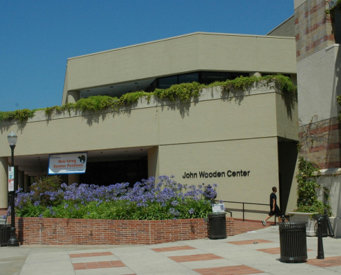 The outside view of John Wooden Center.