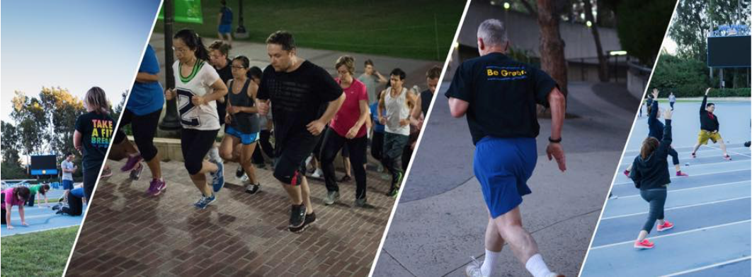 A collage of individuals exercising in various manners.