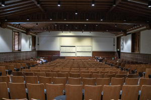 Almost empty UCLA Hall with only a few students inside