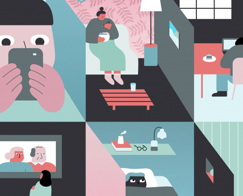 Graphic drawings depicting loneliness.